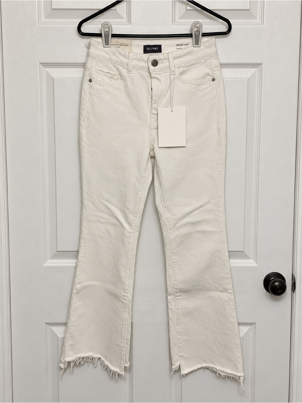 DL1961 Frayed-Hem Wide Leg Jeans